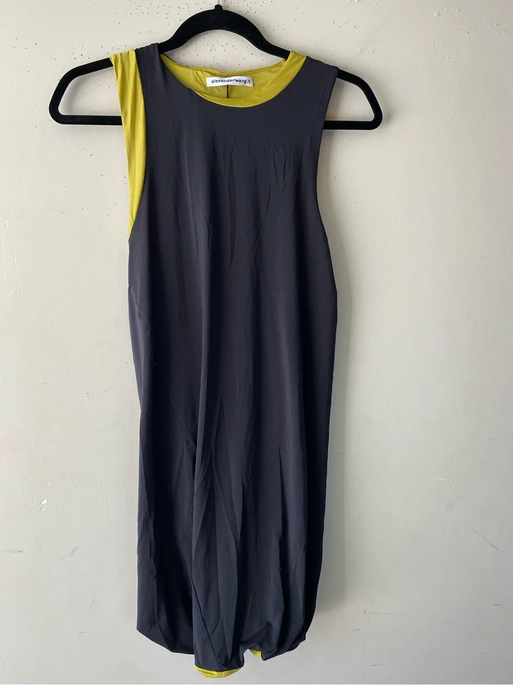 NWT Alexander Wang.T Reversible Sleeveless Swim Jersey Dress Charcoal Lime Small - Picture 2 of 13